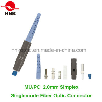 Mu PC 2.0mm Simplex Singlemode Conector de fibra óptica multimodo